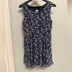 Forever 21 Navy Blue Floral Fit & Flare Dress with Pink Flowers